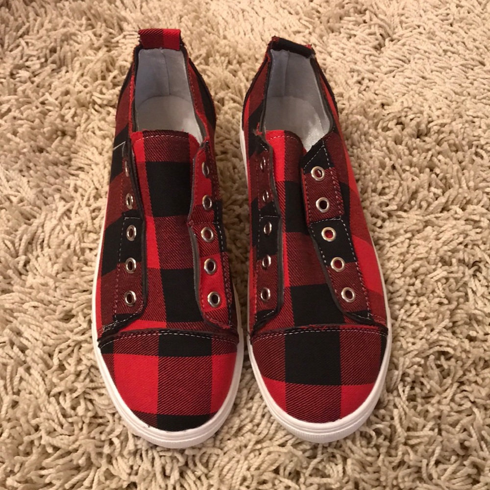 Buffalo Plaid Shoes Size 7